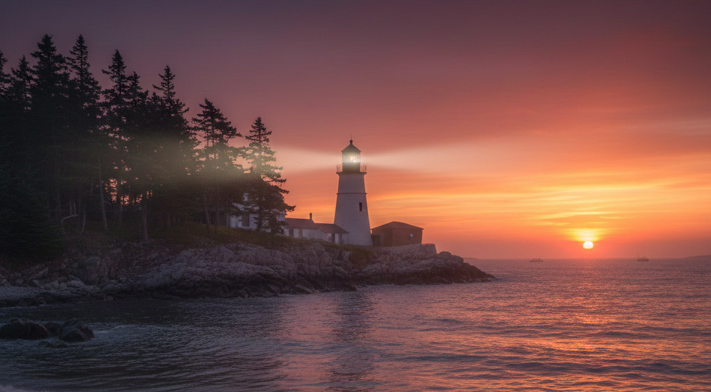 Maisy's Mirror Epilogue lighthouse and sunset