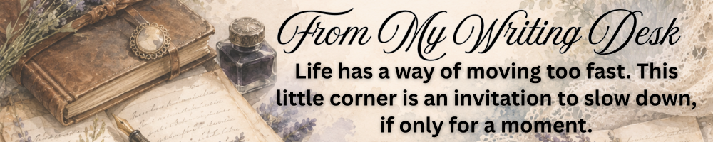 From My Writing Desk Antique invitation to Mimi Foster book blog